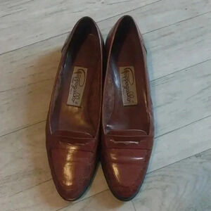 Made in Italyl Leather Croc. Loafers Size 6.5